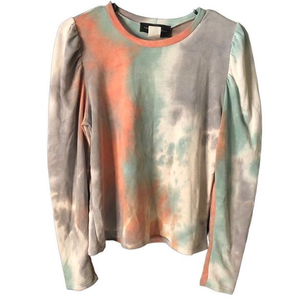 Know.One.Cares Long Sleeve Tie Dye Top Puff Shoulder Size M NWT - Picture 1 of 3